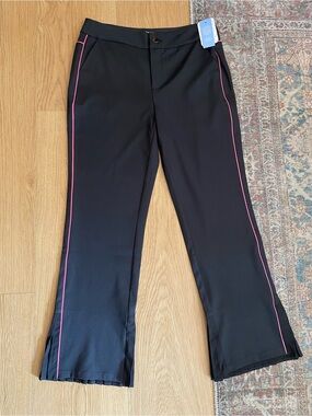 ACEGOLFS Black Golf Pants with Pink Piping & Pleated Hem – NWT Size M